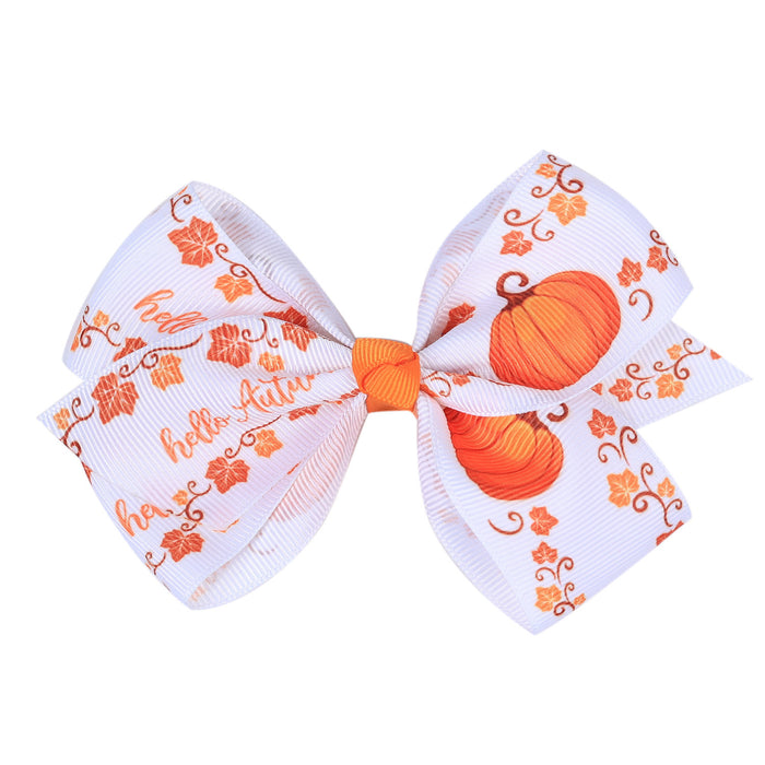 Wholesale Halloween Pumpkin Series Printed Bow Hairpin JDC-HC-QiuN016