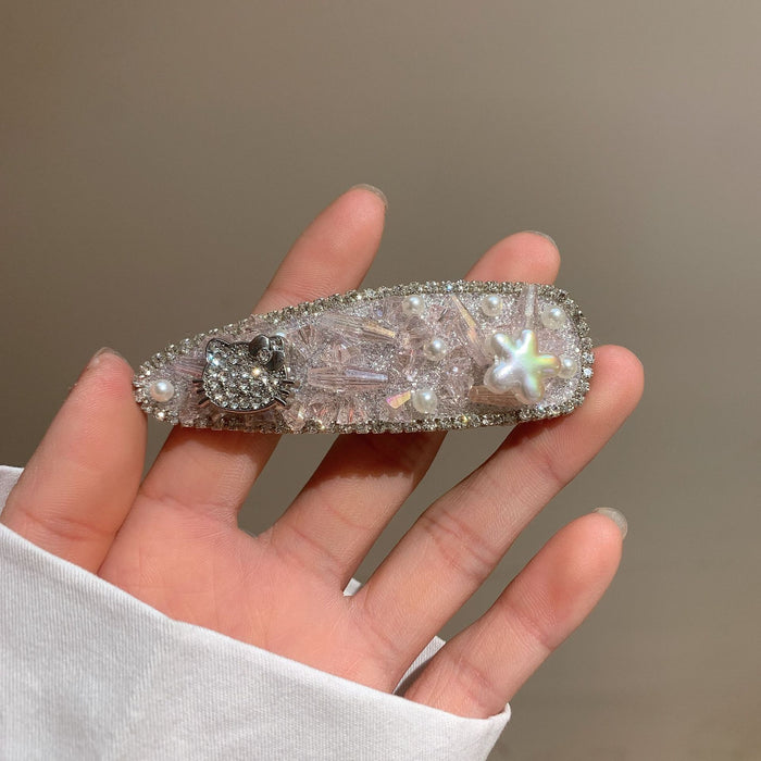 Wholesale Crystal Pearl Side Internet Celebrity Hair Clip Bangs Duckbill All-match Hairpin Headdress