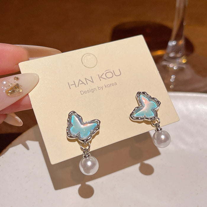 Wholesale Crystal Butterfly Pearl Earrings
