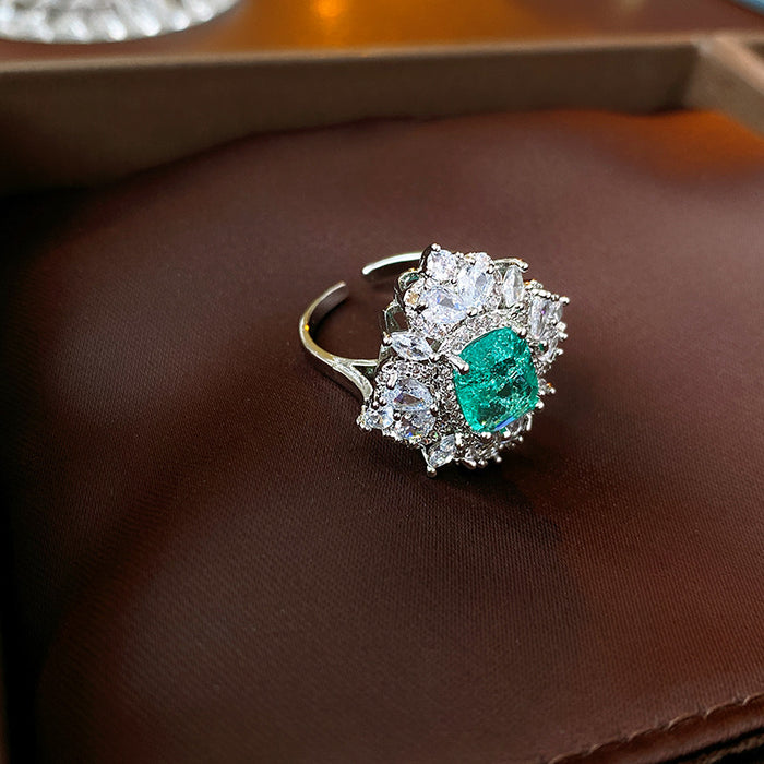 Wholesale Zircon diamond geometric love open ring sweet niche fresh index finger ring fashion high-end jewelry