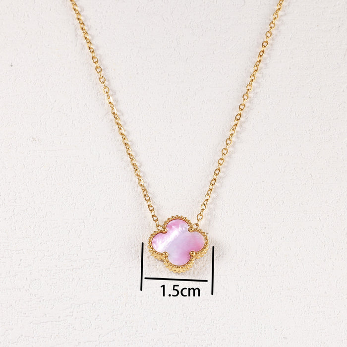 Wholesale Stainless Steel Gold-Plated Four-Leaf Clover Necklace