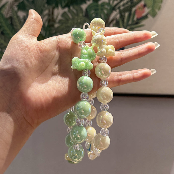 Wholesale Creative Cute Cartoon Beaded Keychain Colorful Beads Car Keychain Pendant Accessories