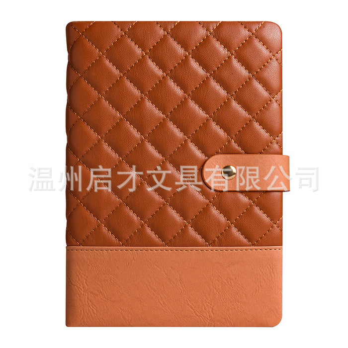 Wholesale Notebook Pu Spliced Rhombus Hand Ledger Creative High-Value Business Notepad
