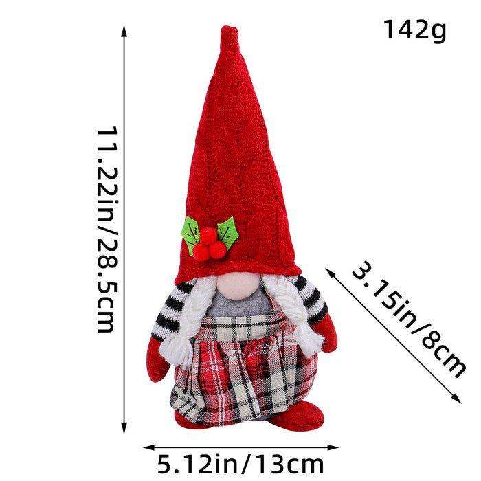 Wholesale Cute Braid Faceless Doll Plaid Hooded Forest Old Man Doll Home Stuffed Desktop Ornament
