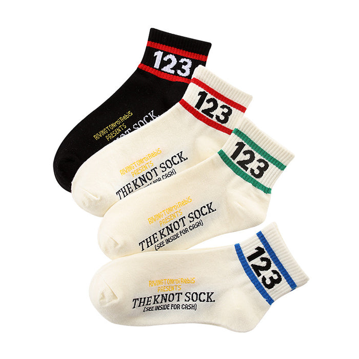 Wholesale Striped short tube socks, niche sports basketball socks, student cotton socks, women's boat socks