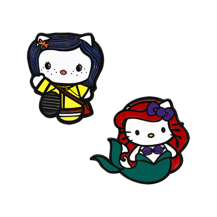 Wholesale Cartoon brooch cat and mermaid cute anime surrounding alloy oil drop bag decoration badge