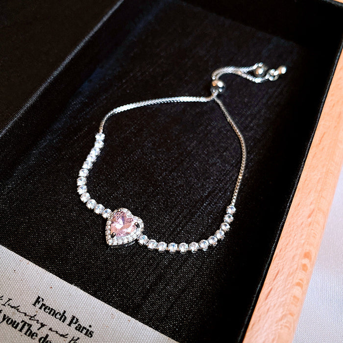 Wholesale Pink Zircon Geometric Round Pull-out Bracelet