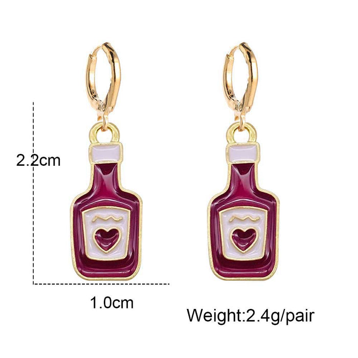 Wholesale Alloy Oil Drop Earrings Beer Red Wine Glass Coffee Gourmet Drink Pendant Earrings