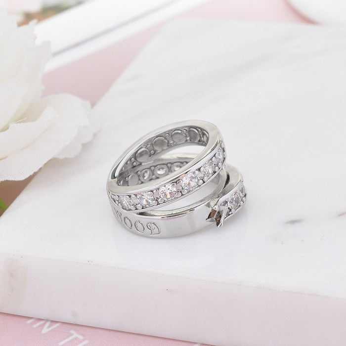 Wholesale Saturn double-layer belt buckle diamond inlaid ring, high-end retro ring