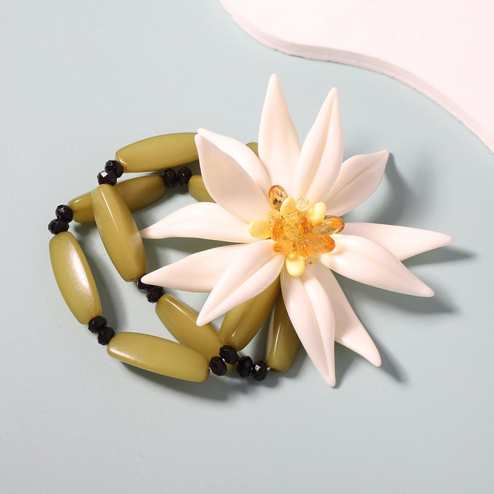 Wholesale White Resin Large Flower Pendant Double Layer Stacked Bracelet Simple Niche