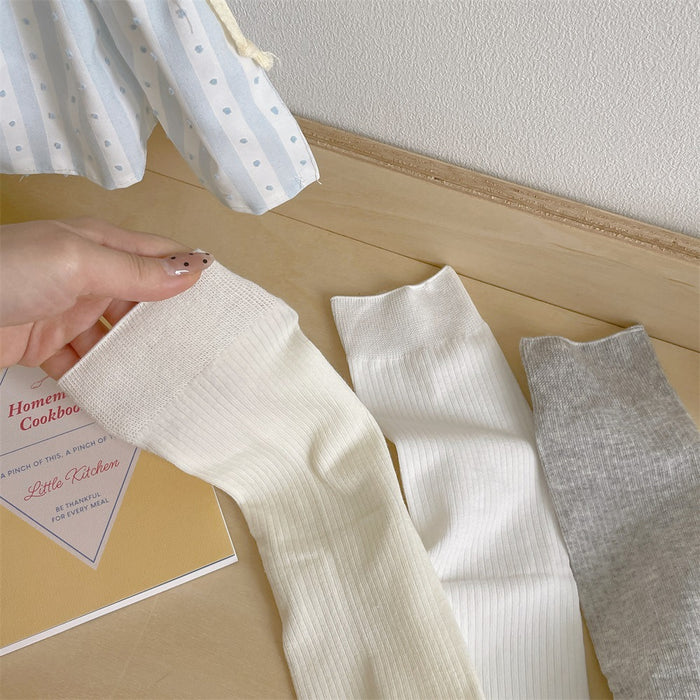 Wholesale Fine striped pile socks, simple solid color, versatile mid tube socks