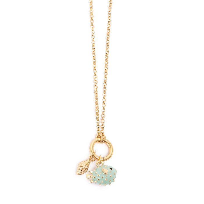 Wholesale Crane necklace with painted octagonal pendant necklace