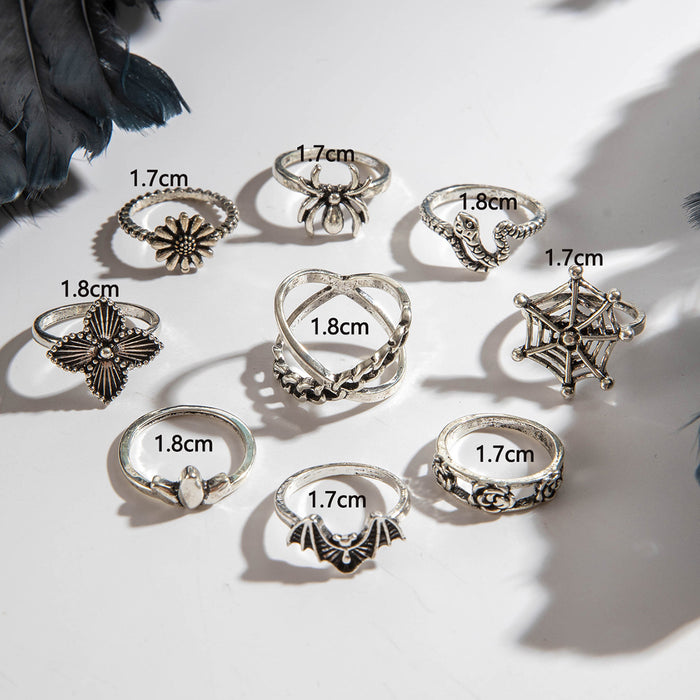 Wholesale Trendy Punk Gothic 9-Piece Animal Ring Set Snake Design MOQ≥2