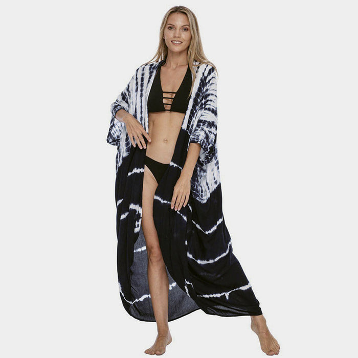 Wholesale Cotton Black and White Tie Dyed Cardigan Beach Skirt JDC-SW-MuXin001