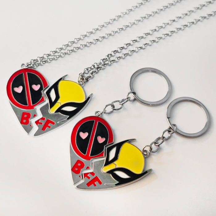 Wholesale Deadpool & Wolverine Deadpool 3 Wolverine Best Friend Necklace Spliced Heart Keychain JDC-KC-HeY014