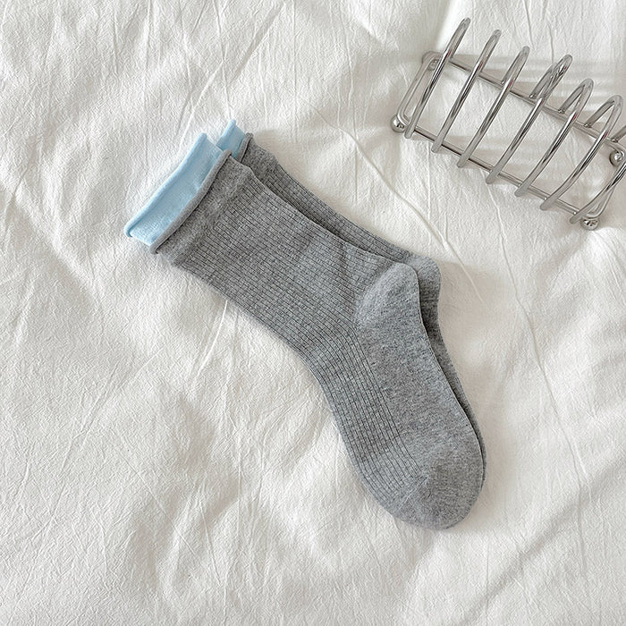 Wholesale Long socks with rolled edges and boneless middle tube socks, versatile and loose fit