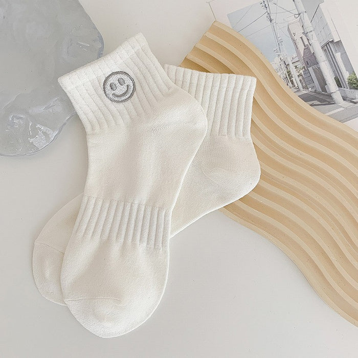 Wholesale Socks Embroidered Smiling Face Middle Socks Sports Long Socks