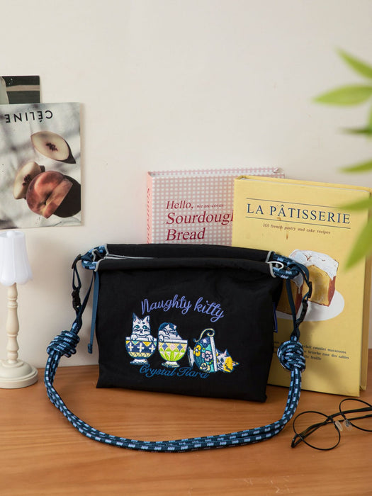 Wholesale Handheld single shoulder canvas bag, mobile zipper small bag