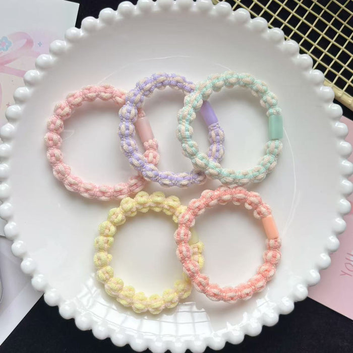 Wholesale Peas Hair Band Rubber Band Twist Hair Rope Cute Hair Band Leather Cover Rope