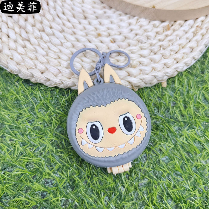 Wholesale Folding Cute Rab Cloth Dressing Mirror Keychain Pendant Girl' s Portable Cartoon Makeup Mirror Small Mirror Gift