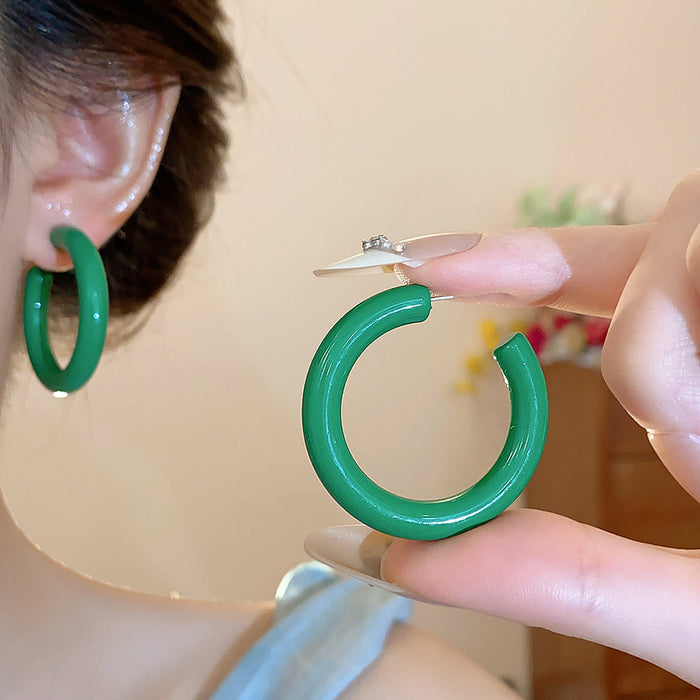 Wholesale Silver Needle Round Hoop Earrings Summer Fresh Simple Earrings Fashion Earrings