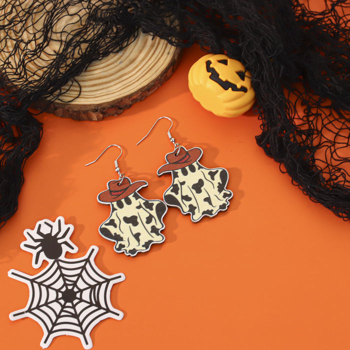 Wholesale  earrings creative personality funny wooden ghost cartoon earrings