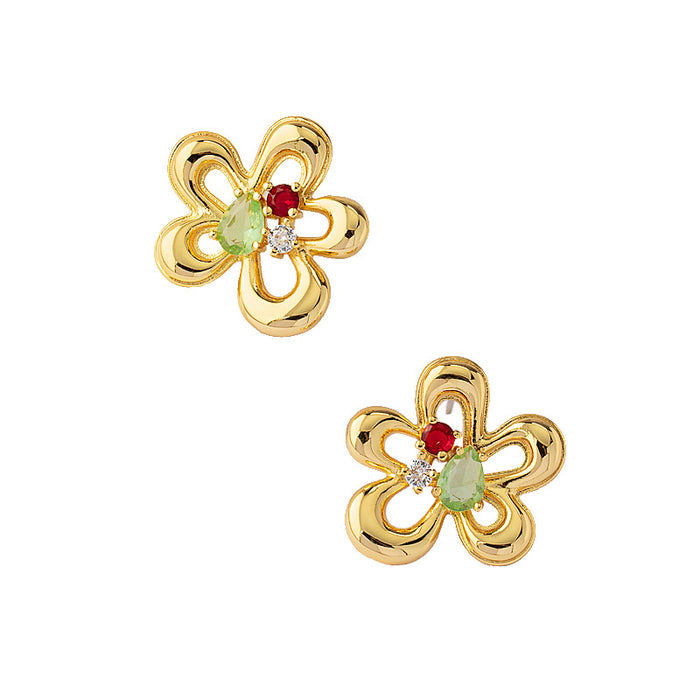 Wholesale Light luxury hollowed out flower earrings, new zircon earrings, high-end niche design