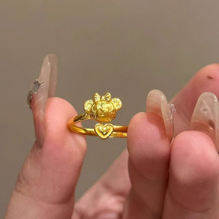 Wholesale Gold butterfly ring, niche design, light luxury temperament, fashionable and versatile flower ring