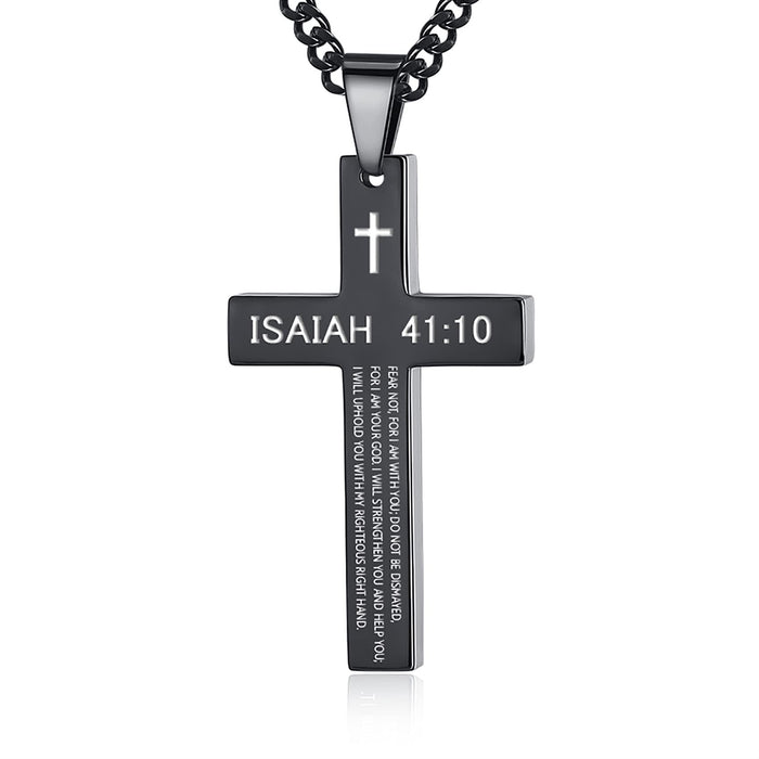 Wholesale Cross necklace titanium steel hand polished stainless steel cross engraved necklace