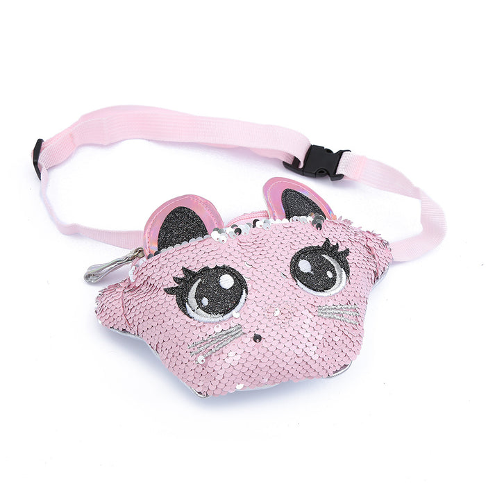 Wholesale Cat children's shoulder bag sequin pink crossbody