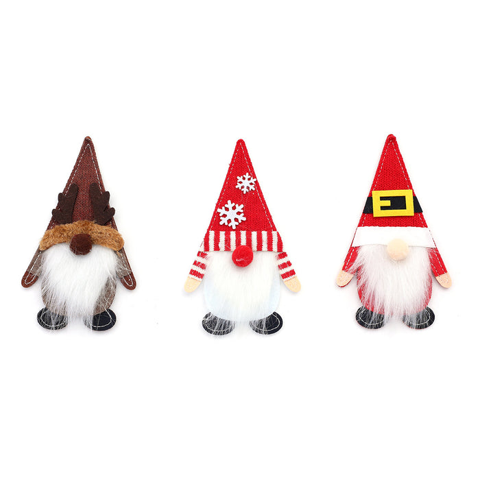 Wholesale Christmas knife and fork set Felt cloth faceless old man knife and fork set Christmas home table decorations