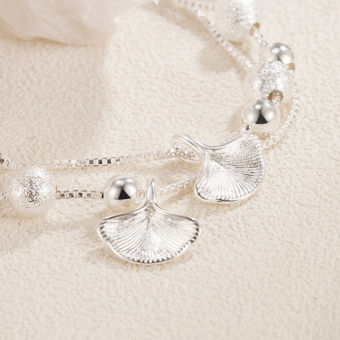 Wholesale Silver plated double-layer pendant bracelet, niche design, versatile