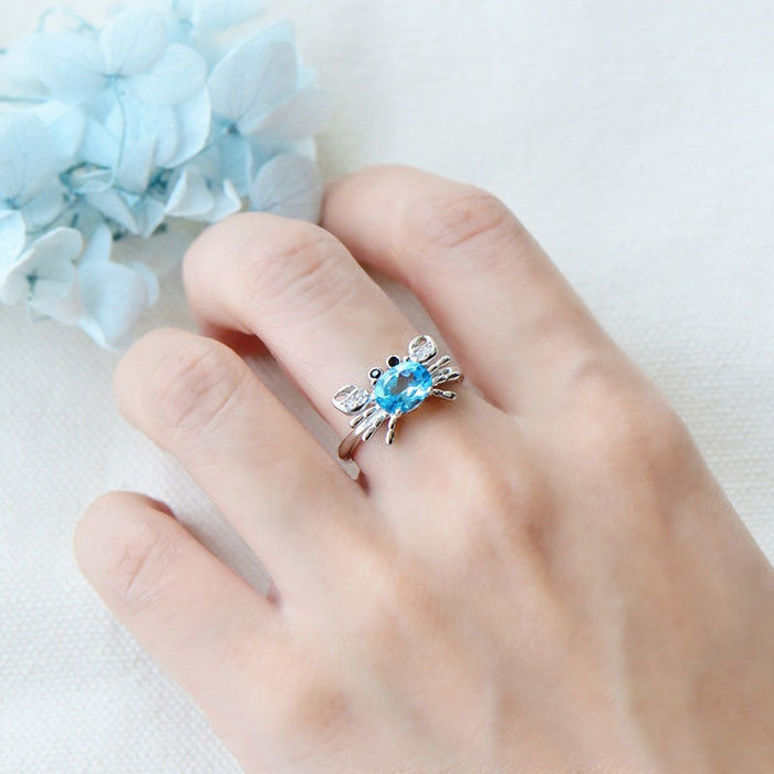 Wholesale Jewelry crab ring with adjustable opening, cute cartoon bracelet, niche design, marine animal ring