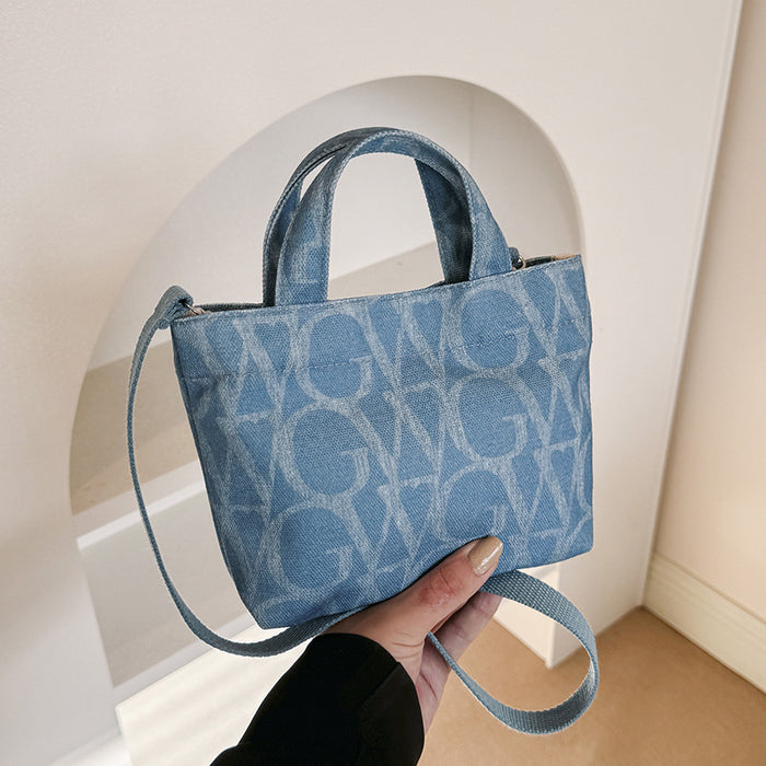 Wholesale Canvas letter printing portable small square bag trendy shoulder messenger bag