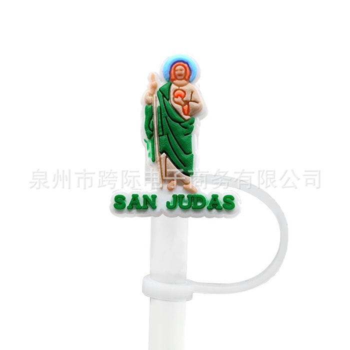 Wholesale Series Cartoon Straw Cover Straw Cap Silicone Dust Stopper Cute Anime Straw Decoration Cross border