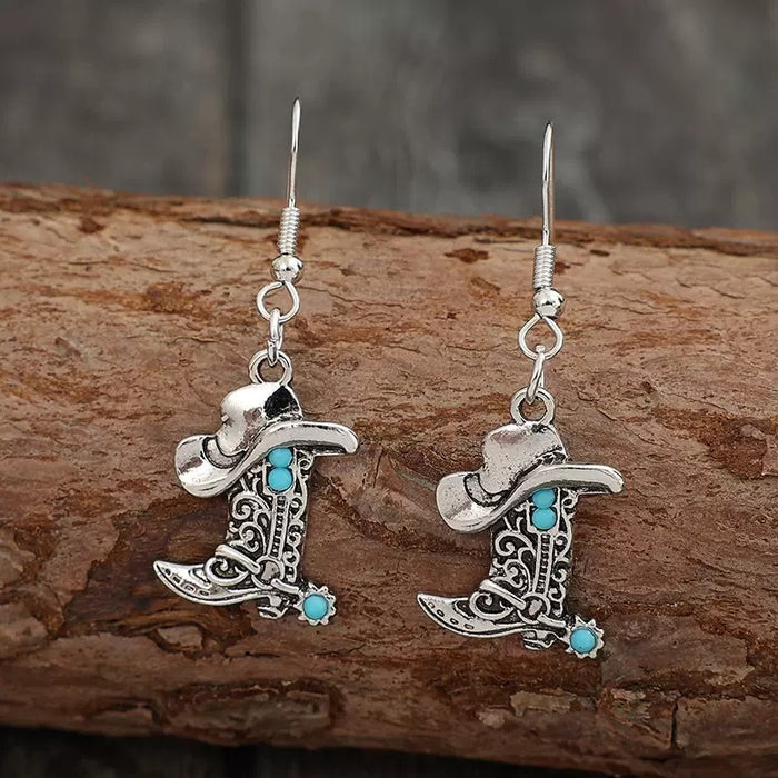 Wholesale Creative Cowboy Hat Boots Earrings