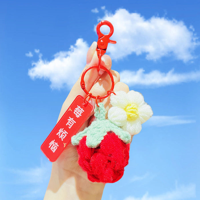 Wholesale Cute yarn crochet car keychain bag pendant