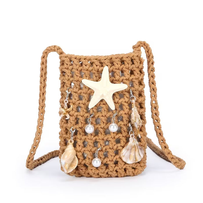 Wholesale Trendy Blue Cotton Rope Woven Small Crossbody Bag