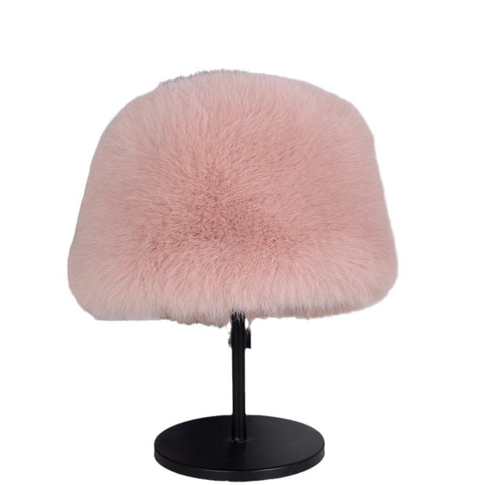 Wholesale New fur imitation fox fur flat top hat with thickened fur for warmth and ear protection round top