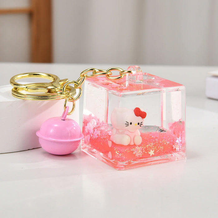 Wholesale Quicksand Bottle Cartoon Kitten Keychain