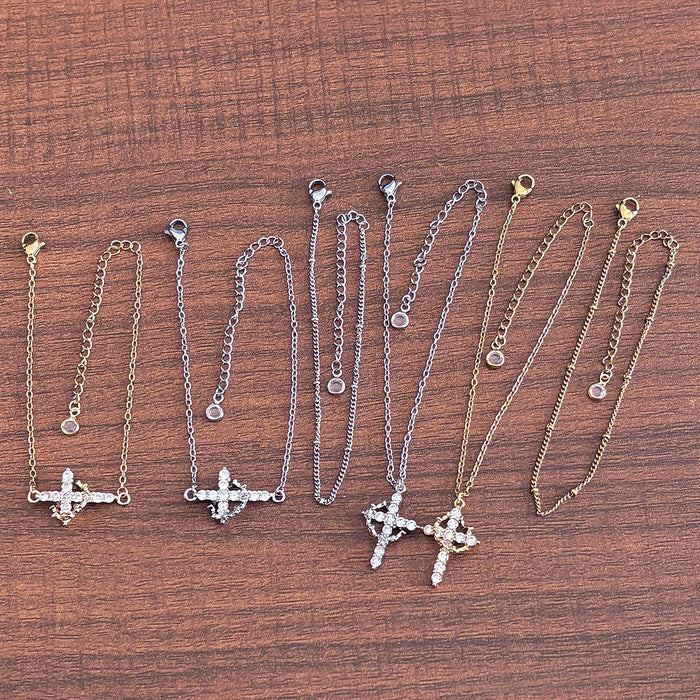 Wholesale Rotating Circle Cross Ring Zircon Cross Bracelet