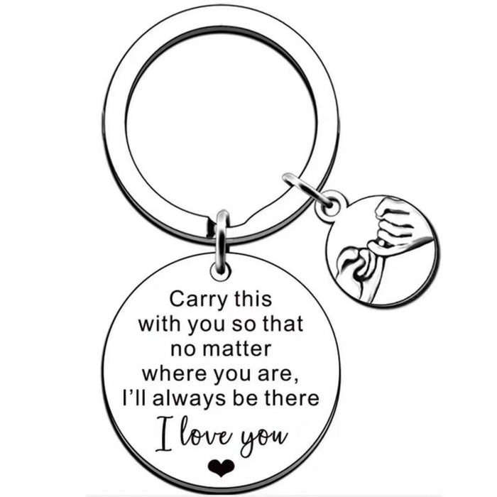 Wholesale Father's Day Mother's Day Round Engraved Stainless Steel Keychain JDC-KC-HuiWen021