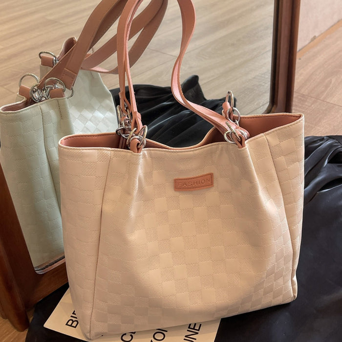 Wholesale Color blocked patchwork shoulder bag commuting tote bag