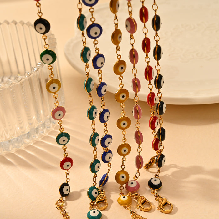 Wholesale Hot selling classic retro style stainless steel devil's eye bracelet 8mm oil drop