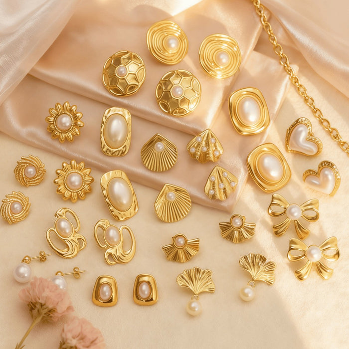 Wholesale Stainless Steel Geometric Oval Golden Earrings for Women