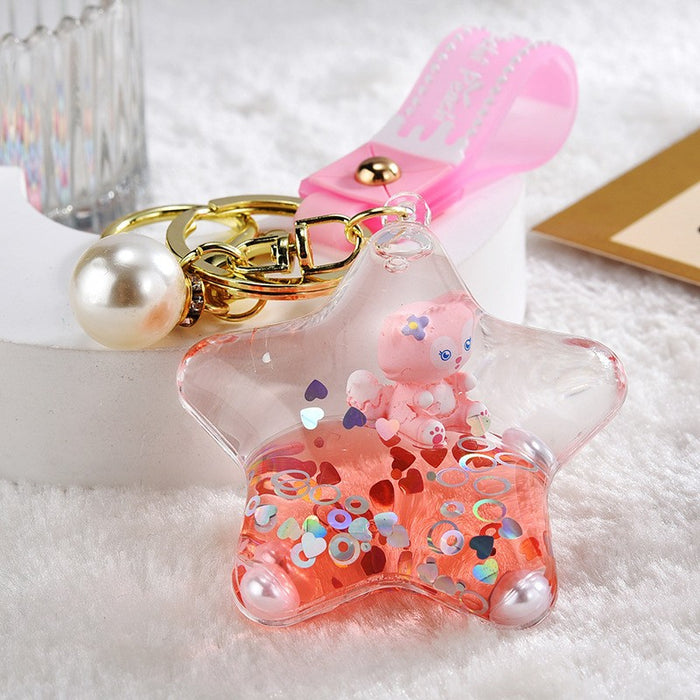 Wholesale Quicksand Bottle Cartoon Kitten Keychain
