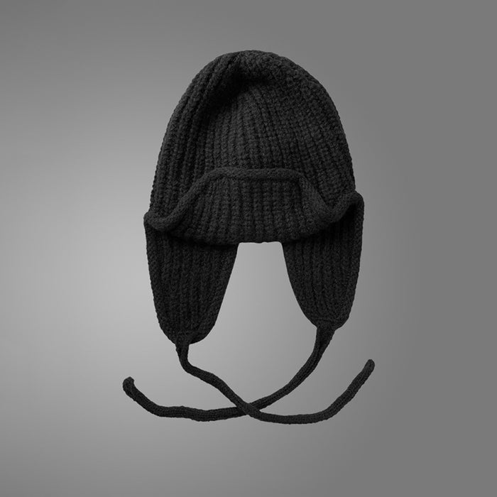 Wholesale Shown face small solid color lace-up knitted wool version of the artifact flight cap warm ear protection student cap