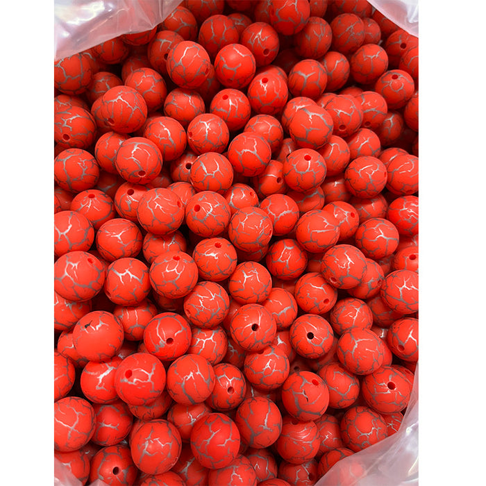 Wholesale 10PCS 15mm Watermark Explosion Pattern Silicone Beads JDC-BDS-HongZhou031