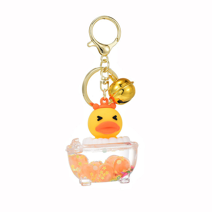 Wholesale Acrylic Luminous Yellow Duck Bell Cartoon Keychain JDC-KC-ShuangD016
