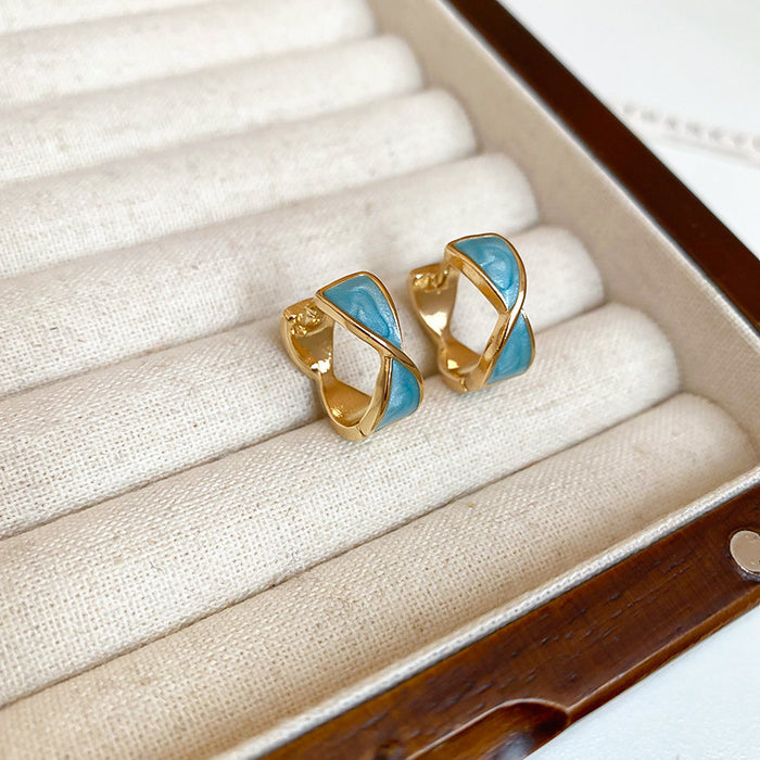 Wholesale Earrings with fashionable and versatile features, high-end feel, drip oil earrings, niche and personalized design accessories